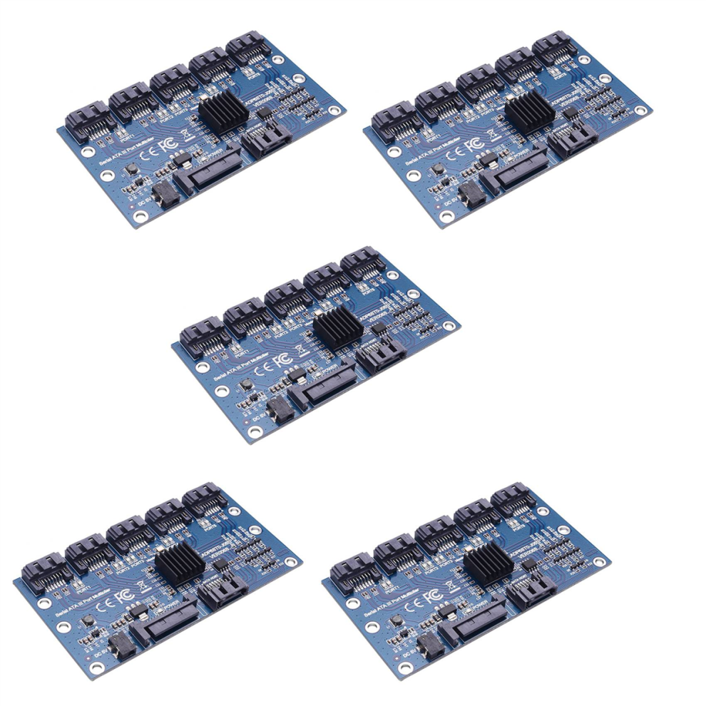 5X Controller Card Motherboard Sata Expansion 1 To 5 Port Sata3.0 6Gbps Multiplier Riser Adapter 4853284706085