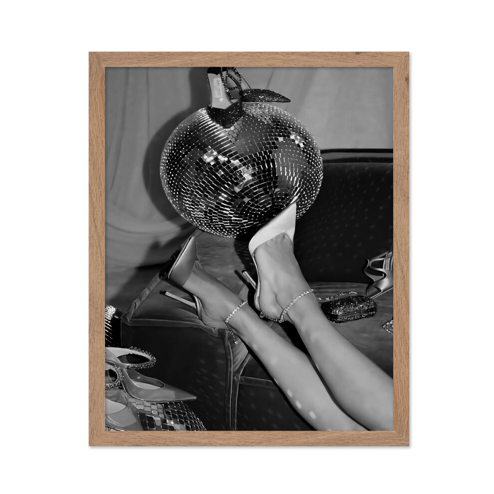 Poster Master High Heels On Disco Ball - Stampa Disco - Arte Della Moda - Arte Delle Scarpe - Arte Della Fotografia - Arte In Bianco E Nero - Art