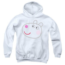 Trevco Sportswear HBRO1447-YFTH-1 Peppa Pig White Out Suzy Sheep Face Youth Hooded Sweatshirt, White - Small