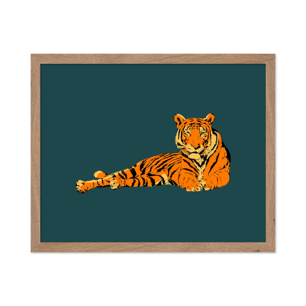 Poster Master Tigre couch    - Portrait de tigre r   tro - Art du tigre - Art groovy - Art funky - Art de la jungle - Art moderne - Art minimaliste -