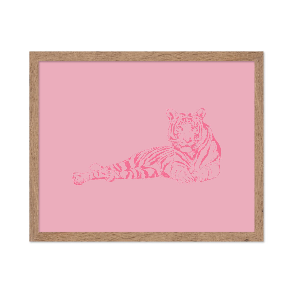 Poster Master Poster Tigre Sdraiata - Stampa Ritratto Di Tigre Retr - Arte Della Tigre Rosa - Arte Groovy - Arte Funky - Arte Della Giungla - Ar