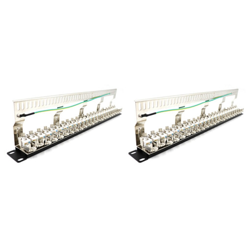 2X Cat7 Patch Panel 24Port CAT7/CAT6A Full Shielded Incl. 24X Adapter 1U 19 Inch