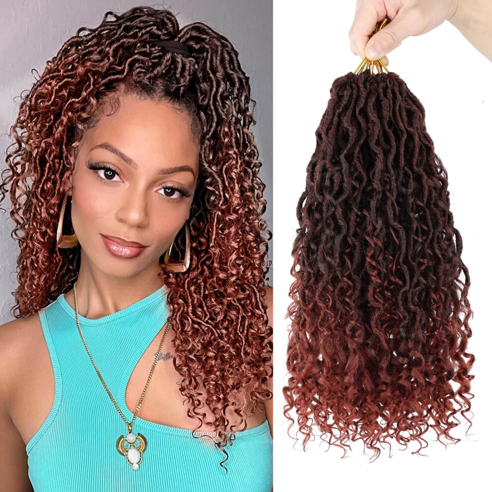 Lmzim 14 Inch Goddess Locs Crochet Hair Pre Looped 8 Packs Boho Faux Locs Crochet Braids For Black Women Soft River Locs Crochet Hair With Curly Ends T350