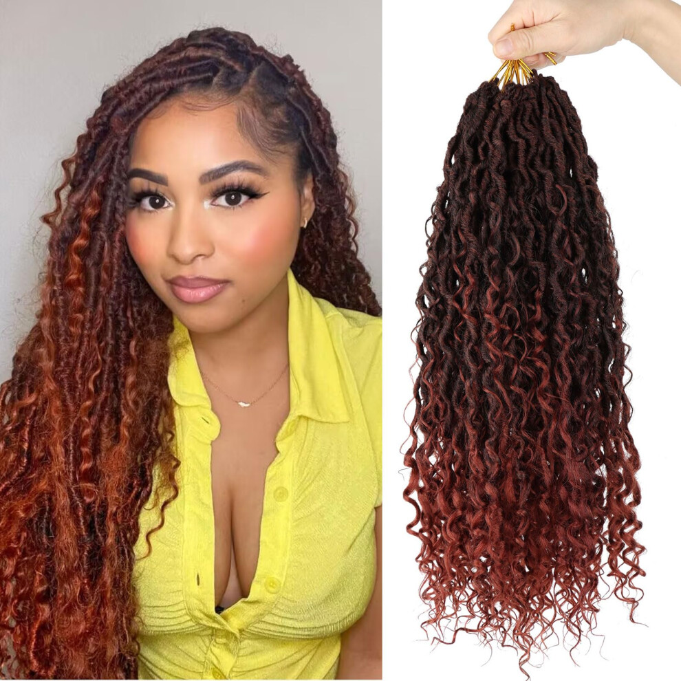 Lmzim 18 Inch Goddess Locs Crochet Hair Pre Looped 8 Packs Boho Faux Locs Crochet Braids For Black Women Soft River Locs Crochet Hair With Curly Ends T350