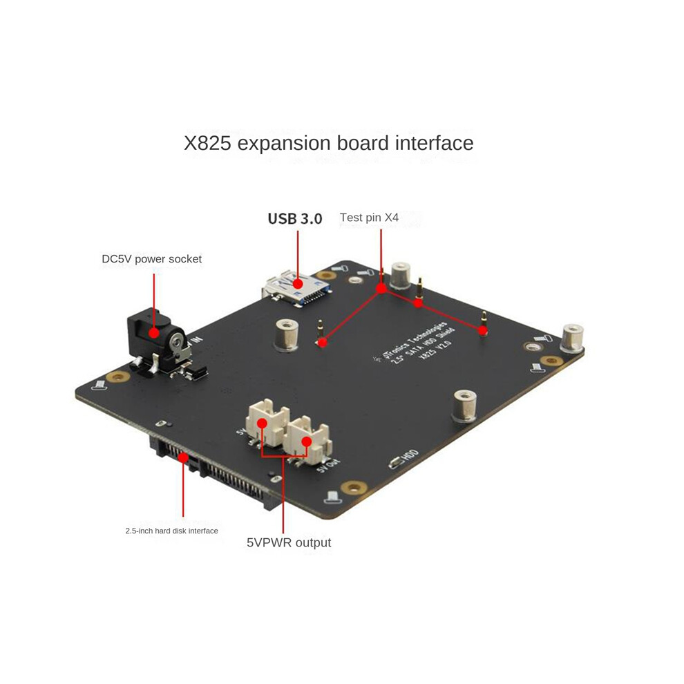 X825 V2.0 Storage Expansion Board For 4B Nas 2.5-Inch Sata Hard Disk Ssd Drive 4853284713755