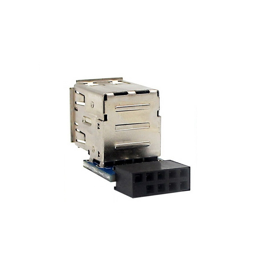 1Pcs 9-Pin Motherboard To Dual Usb 2.0 Connector 2 Ports A Female Internal Header Adapter Black 4853284713861