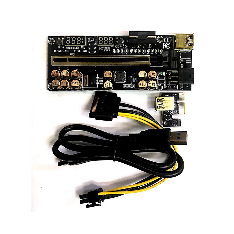 Ver018 Pro Pci-E Riser Card Usb 3.0 Cable 018 Plus Pci Express 1X To 16X Extender Pcie Adapter For Btc Mining(Black) Black 4853284714974