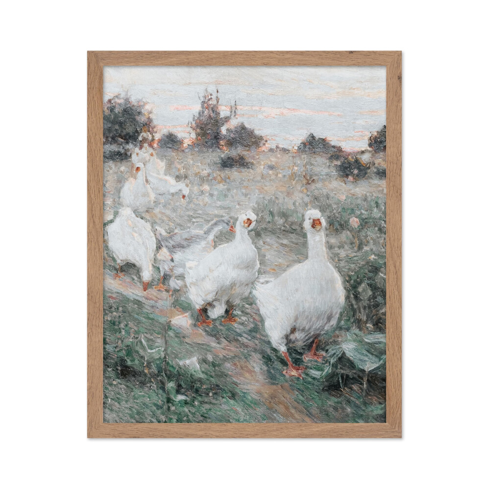 Poster Master - Affiche d'illustration vintage - Impressionnisme r   tro - Cadeau pour ami artiste - Oies printani   res, adorable animal de ferme -