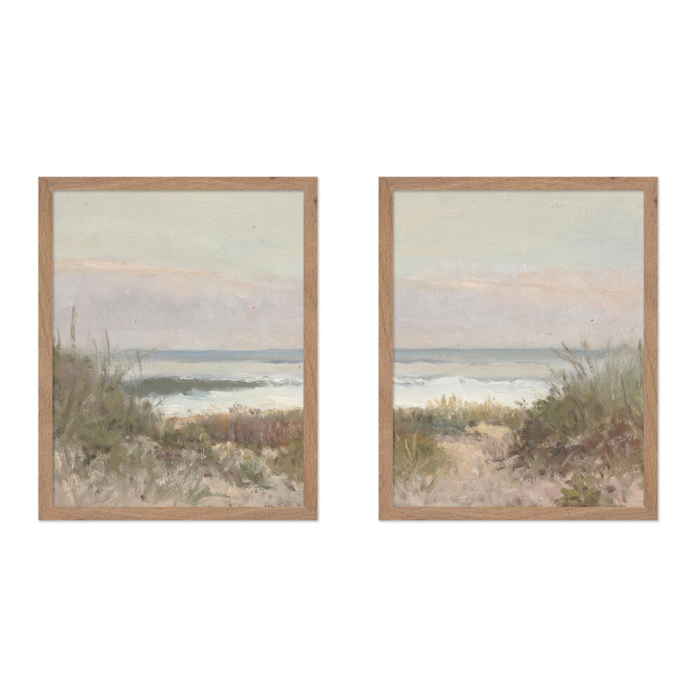 Poster Master, affiche vintage en 2 parties - Impression c   ti   re r   tro - Cadeau pour ami artiste - Paysage marin, plage, herbe, vagues, surf - D