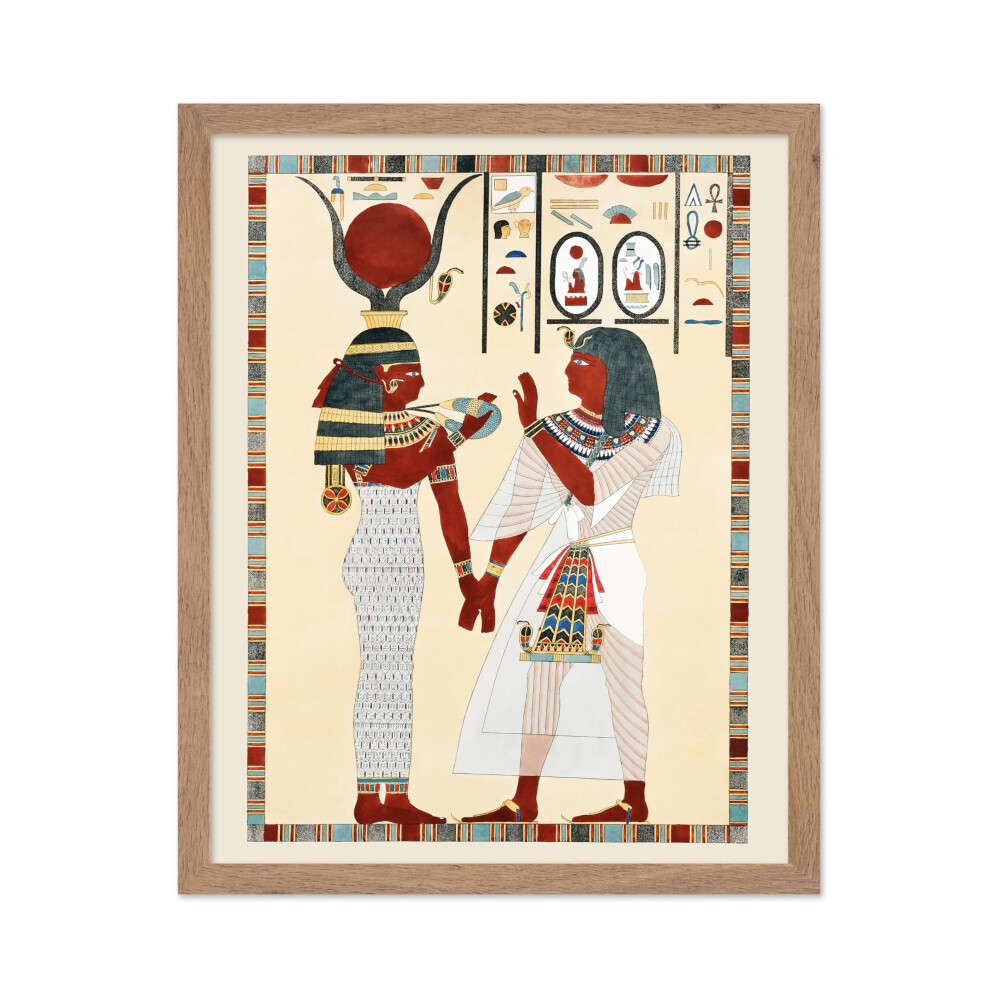 Mistrz Plakatw Starozytny Plakat Historyczny-Vintage Hieroglificzny Nadruk-Prezent Dla Przyjaciela Artysty-Egipska Bogini Izyda Trzymajaca Sie Z-image