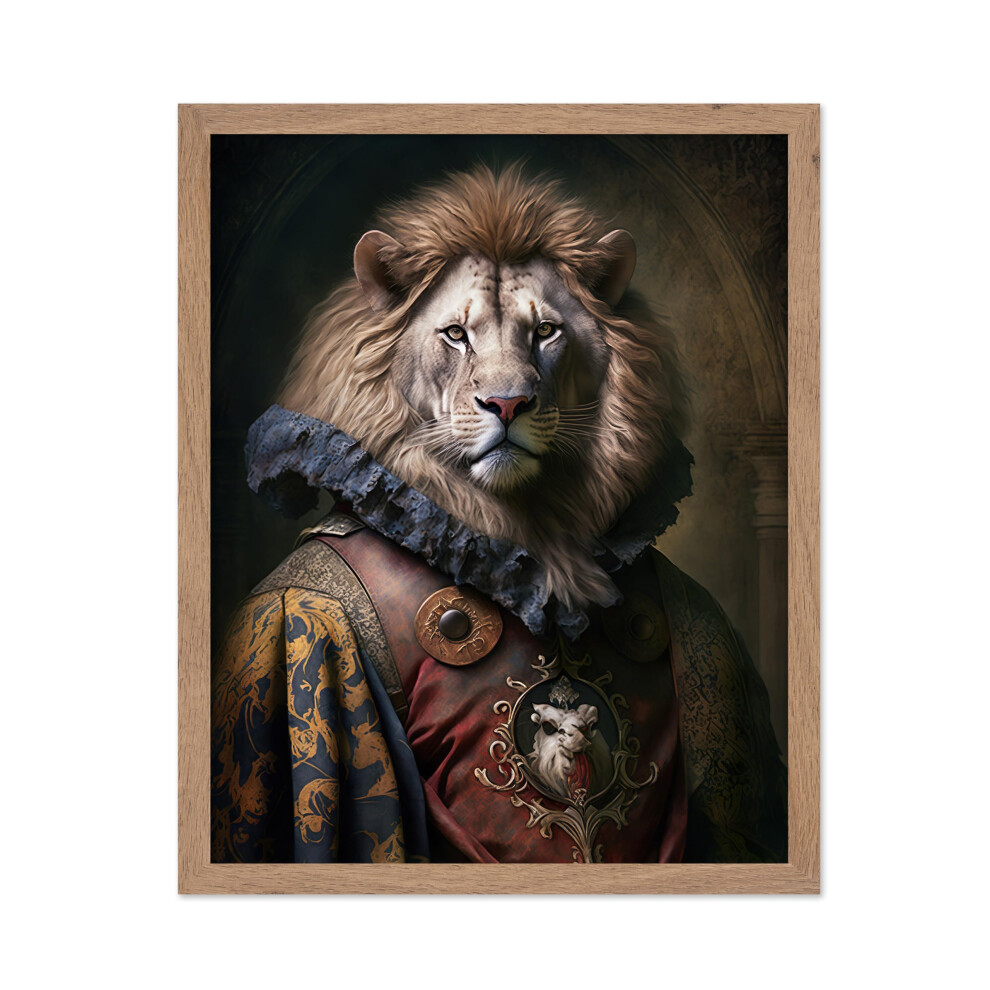 Poster Master Renaissance Animal Poster - R   tro Dr   le Impression - Cadeau pour Ami Artiste - Lion Aristocratique Renaissance Tenue Formelle Portr