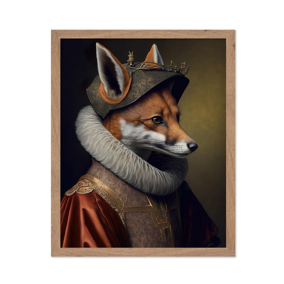 Plakat Mistrz Renesansu Plakat Zwierzecy-Retro Zabawny Nadruk-Prezent Dla Przyjaciela Artysty-Arystokratyczny Lis Renesansowy Portret Formalny St-image