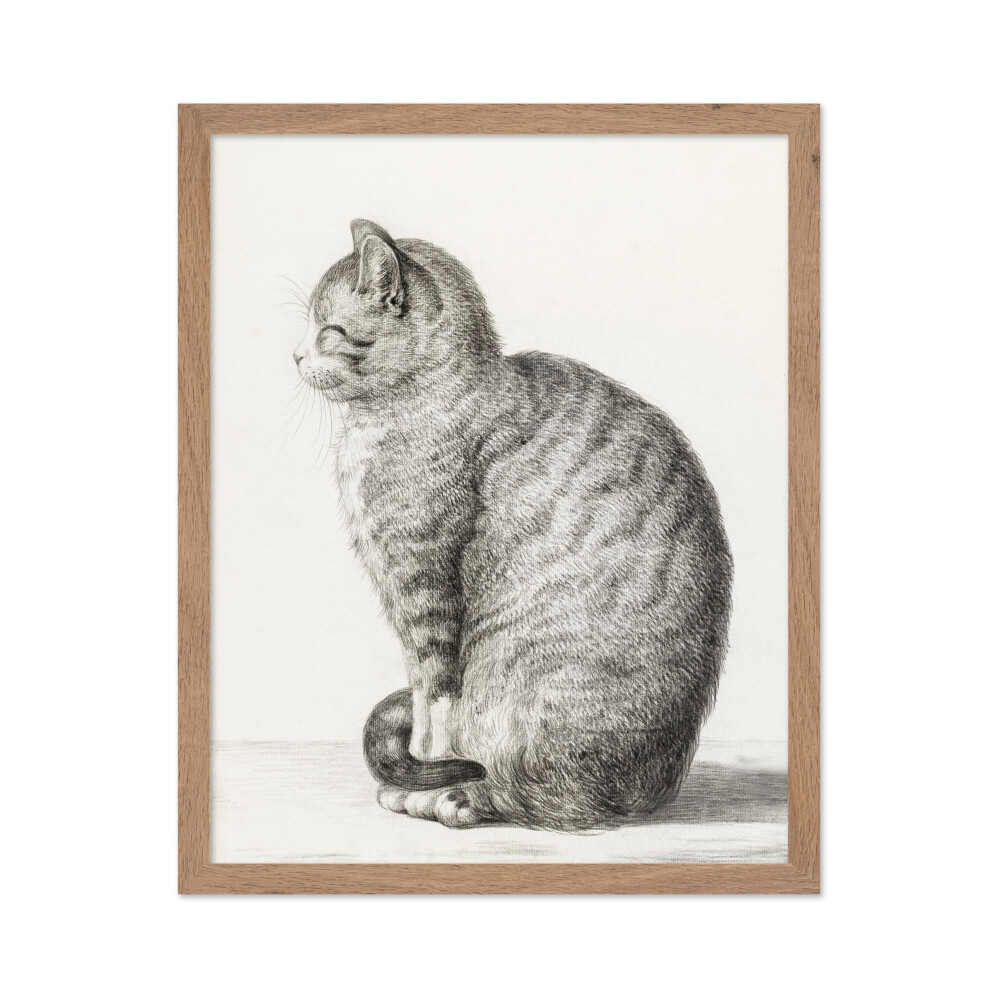 Poster Master - Affiche Vintage Avec Photo AnimalièRe RéTro - Cadeau Pour Ami Artiste - Chat Assis, FéLin, Animal De Compagnie Minimaliste Adorab-image