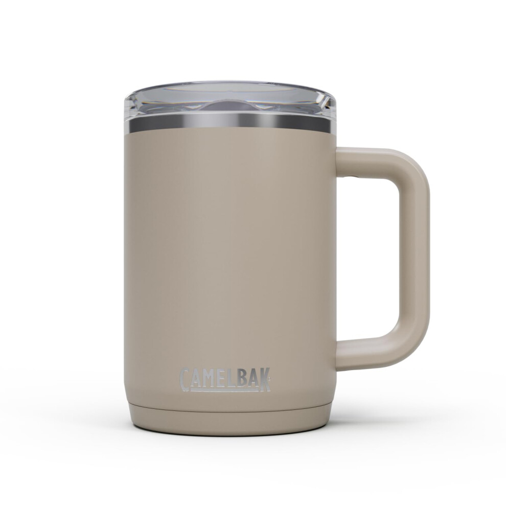 CamelBak Thrive Leak-Proof 16 oz Mug  Insulated Stainless Steel - For travel  coffee  tea  hot beverages - Spill Proof - Cup-holder Compatible  Stone