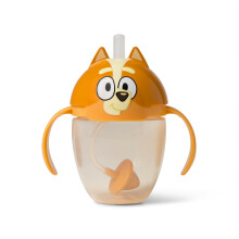 The First Years Bingo Weighted Straw Cup - Spill Proof Toddler Straw Cups with Flip Top Cover - Bluey Cups for Everyday Sipping - Toddler Feeding Supp