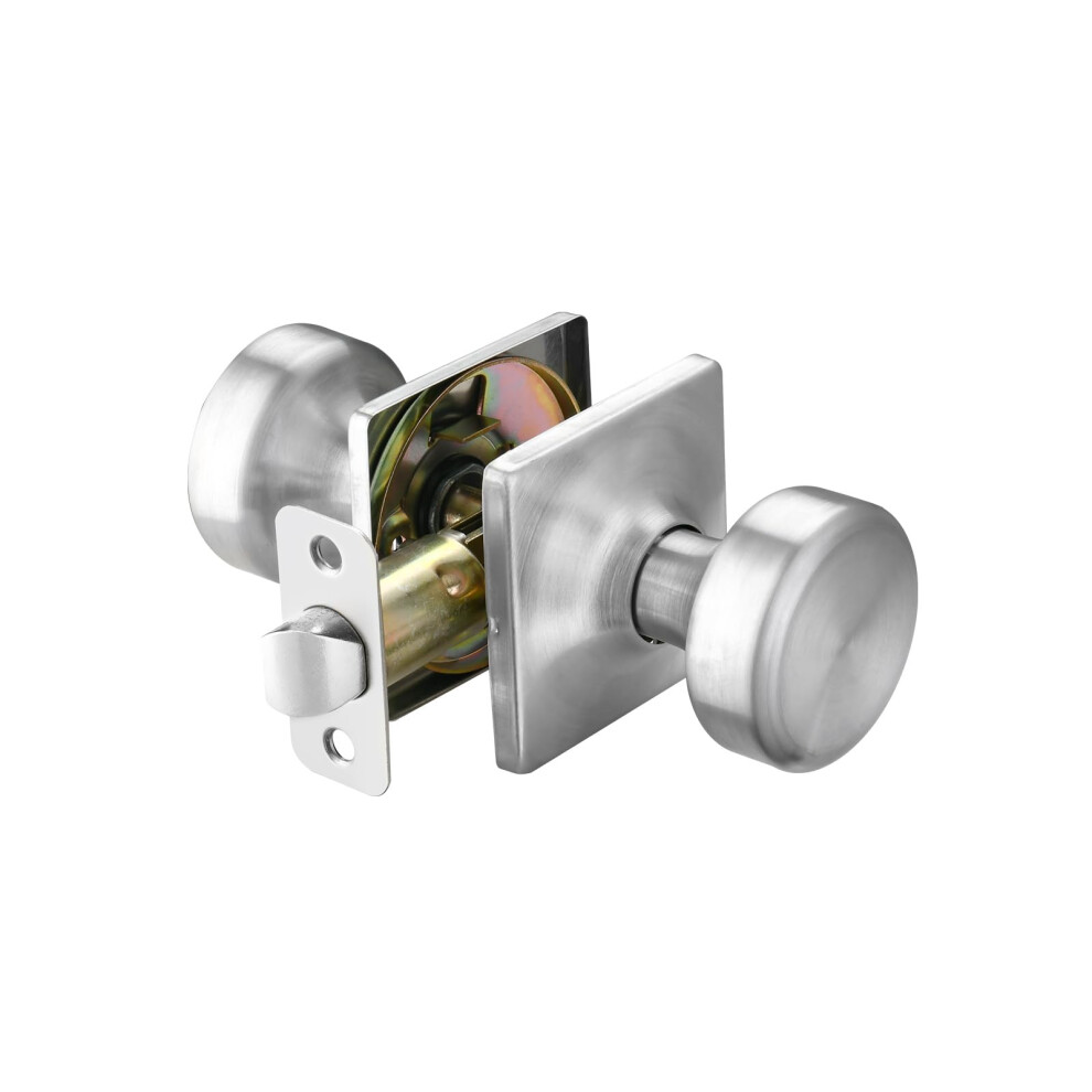 Starpy Brushed Nickel Door Knobs With Square Rosette Pismo Passage Door Knob For Hall & Closet Non-Locking Interior Door Knobs 794969794406