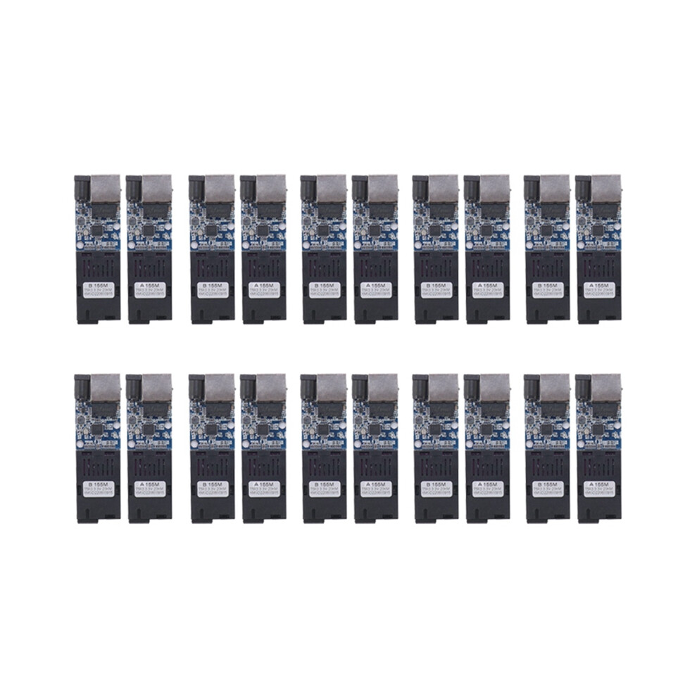10Pairs Mini Fiber Optical Media Converter 10/100Mbps Single Mode 20Km Sc Port Switch 4853284721088