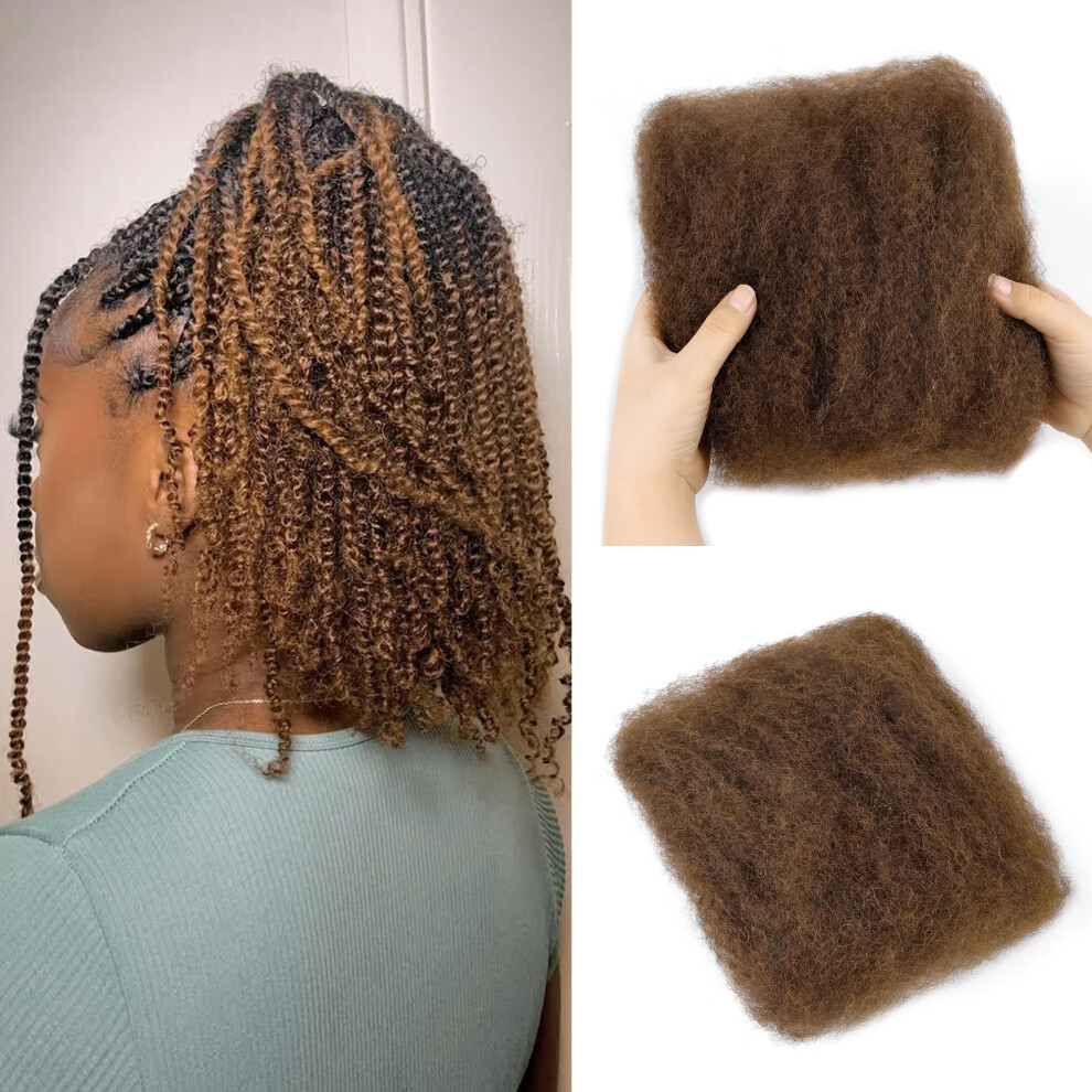 Builson Afro Kinkys Bulk Human Hair -100% Real Human Hair For Mini Twist Braiding Loc Extensions & Crochet Kinky Curly Hair Bundles Natural Afro Bulk For