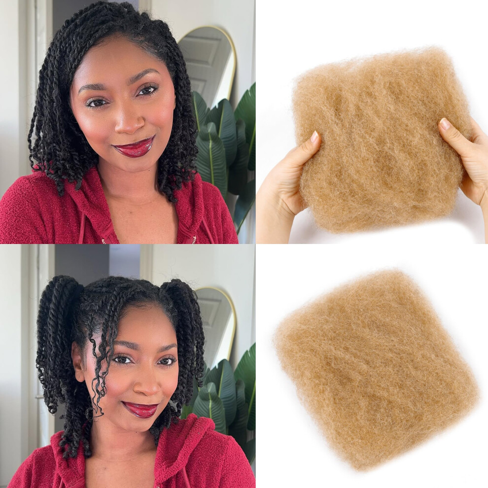 Baulson Afro Kinkys Bulk Human Hair 50G-100% Real Human Hair For Mini Twist, Braiding, Loc Extensions & Crochet, Kinky Curly Hair Bundles, Natural Afro Bulk F