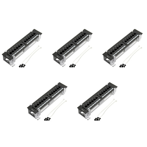 5X Network Tool Kit 12 Port CAT6 Patch Panel RJ45 Networking Wall Mount Rack with Bracket 1