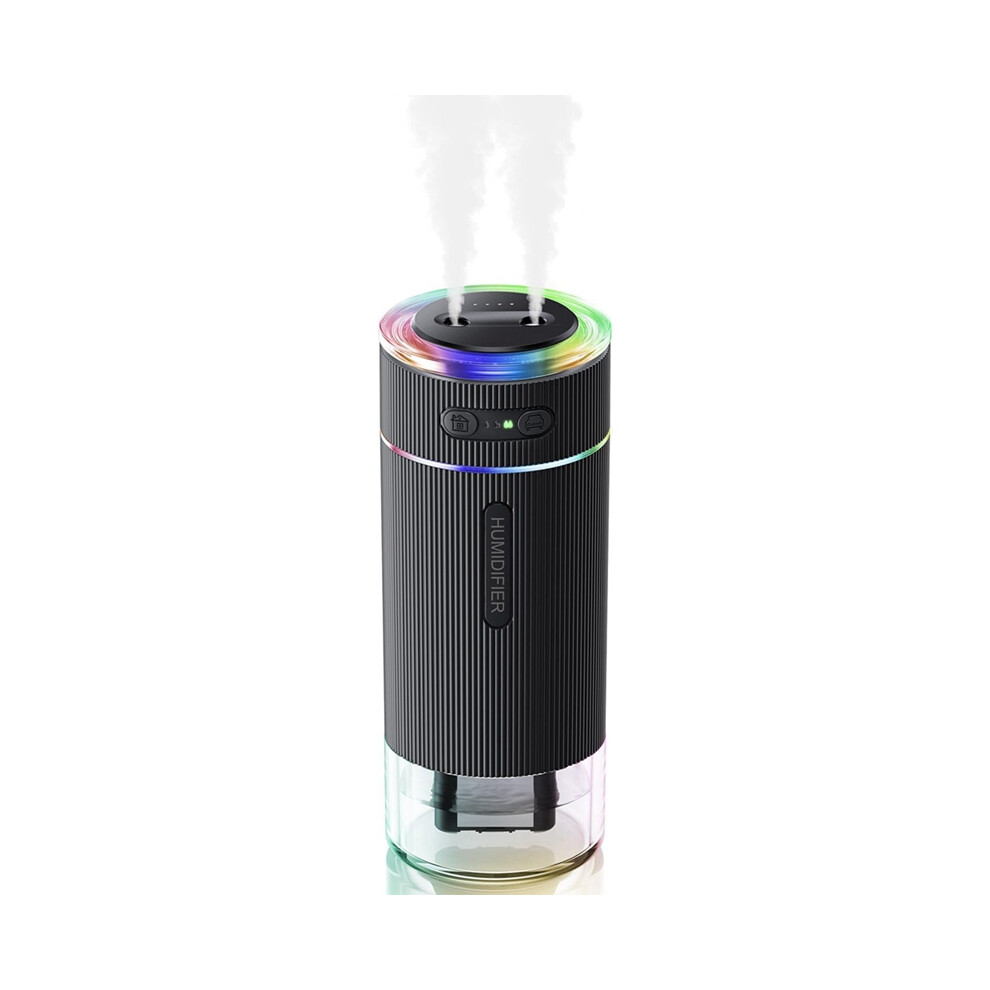 Portable Small Humidifier for Bedroom, Dual Nozzle Large Cool Mist, Mini Personal Desk Air Humidifiers Travel Black