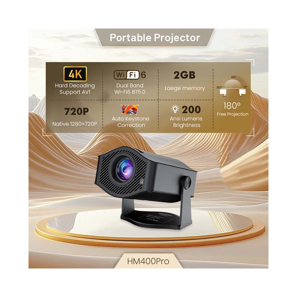 Pro Projector 4K Android 11, 200 Ansi,Wifi6 Bt5.0, 1280X720p Home Cinema & Outdoor Eu Plug 4853284724935