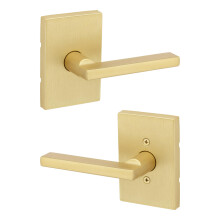 Kwikset Halifax Interior Passage Door Handle  Lever for Closet and Hallway Doors  Reversible Rectangle Non-Locking Handle Lever  Satin Brass  with Mic