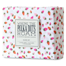 Strawberries Bedsheets for Kids Twin Size - 3 Piece Soft & Cozy Stylish Bedding Set with Colorful Strawberry Print Vibrant and Fresh Color Theme Bed