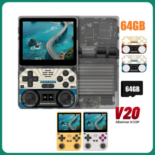 V20 Retro Video Handheld Game Console 64GB 3.5inch IPS HD Screen A133P Open Source Linux for SFC Simulators B