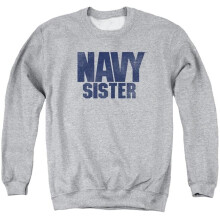 Trevco Sportswear NA108F-AS-3 Navy Sister Adult Crewneck Sweatshirt, Athletic Heather - Large