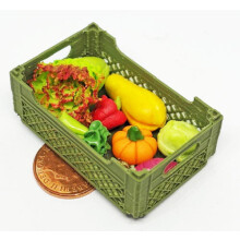 Dolls House Vegetable Selection Loose In A Plastic Crate Miniature V4