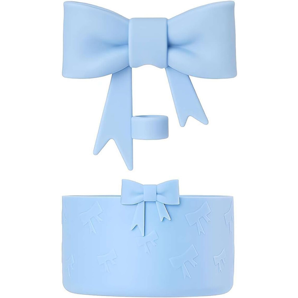 1 Ensemble De Capuchons De Paille En Forme De N Ud Mignon Et Manchons De Botte En Silicone Pour Embouts De Paille Stanley Bowknot, Protecteur De-image