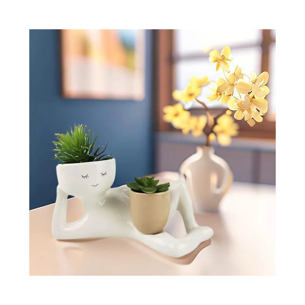 Tlily Lazy Guy Planter Resinlazy Little Character Flowerpot Succulent Lying Down Resin Unique Figure Garden