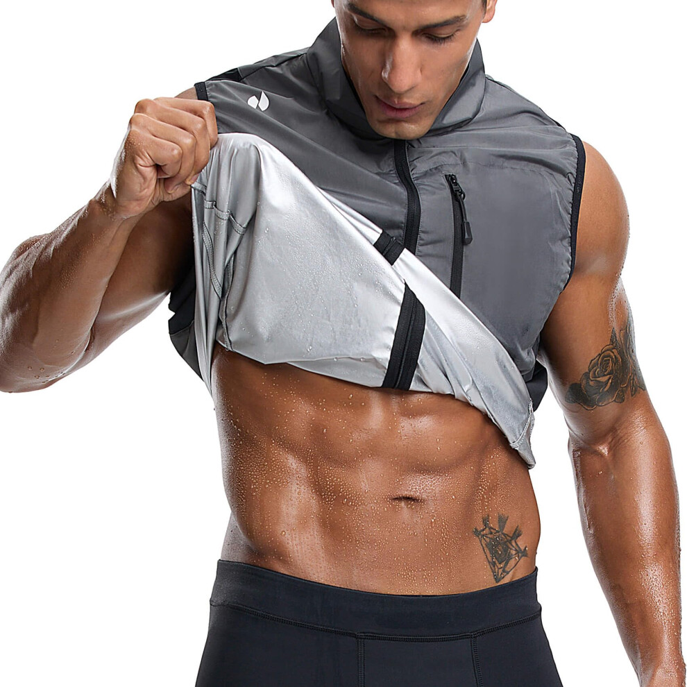 Gilet de sauna portable HOTSUIT pour homme, sweat-shirt    fermeture   clair int  grale, sans odeur, haut de sauna d'entra  nement, gris, taille 2XL