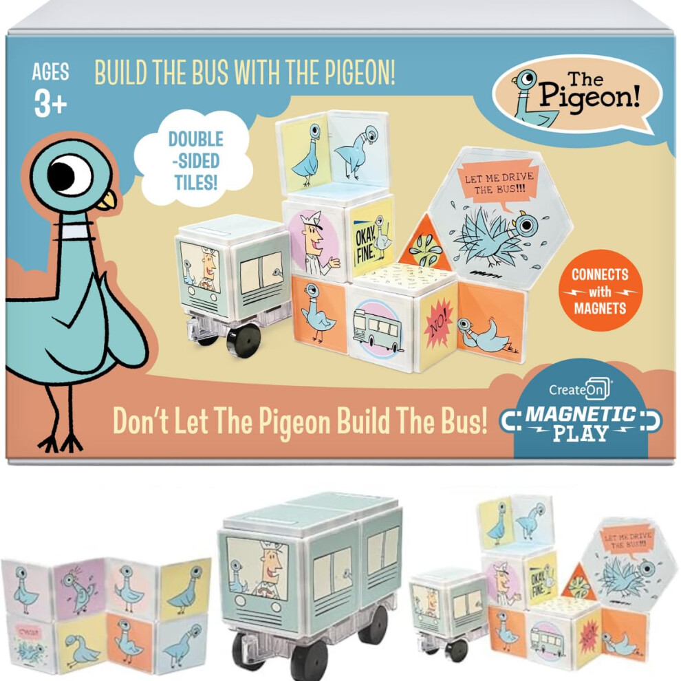 Createon Mo Willems Lass Die Taube Nicht Den Bus Fahren, Magnetische Kacheln, Magnetisches Spielzeug, Reisespielzeug, Sensorische Spielzeugbl C-image