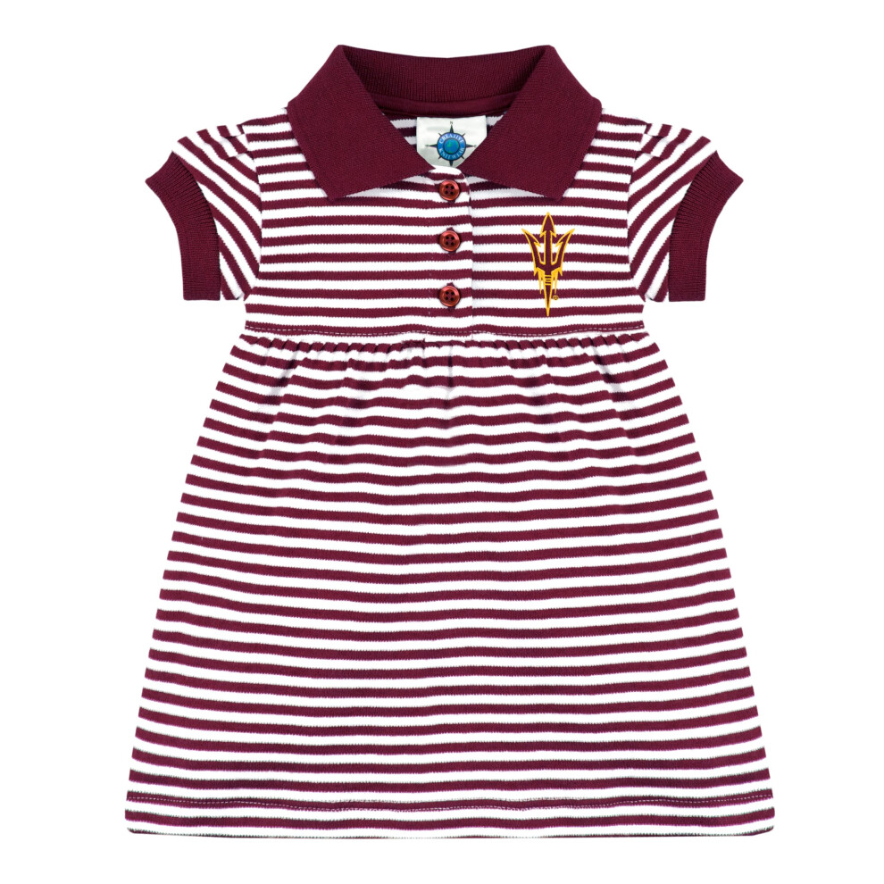 College Baby Gestreiftes Polokleid Mit Pumphose F R Spieltage Arizona State Sun Devils Dreizack-Logo Kastanienbraun/Wei 6 9 Monate-image