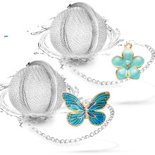 S?t med 2 te-infuser til l?sbladste med sommerfugle- og blomsteramuler - te-si i rustfrit st?l fra NSTaygate