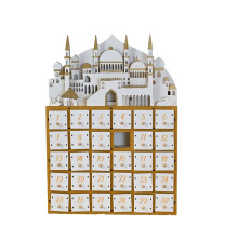 LED Illuminating Eid Ramadans Countdown Calendar with 30 Small Drawers for Muslims Islamics Festivals Decors A
