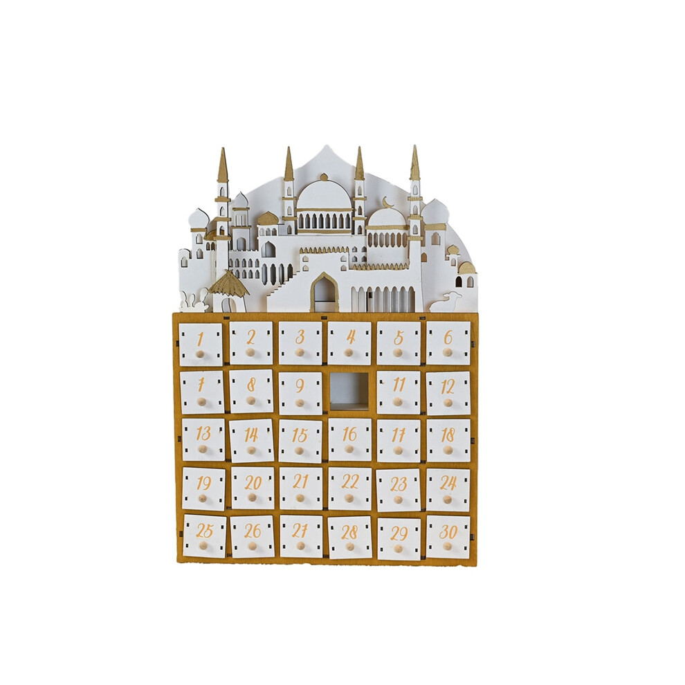 Tlily Led Illuminating Eid Ramadans Countdown Calendar With 30 Small Drawers For Muslims Islamics Festivals Decors A