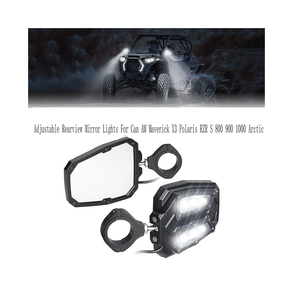 Motorcycle Atv Utv Adjustable Rearview Mirror Lights 1.75 Inch For Can Am X3 Rzr S 800 900 1000 Black 4853284733456