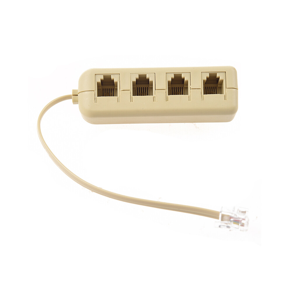Rj11 6P4c To 4 Way Telephone Line Modular Splitter Adapter Beige 4853284741376