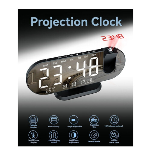 Mini 4K Clock Camera LED Digital Smart Alarm Projection Supports Remote Viewing Mobile Detection 2