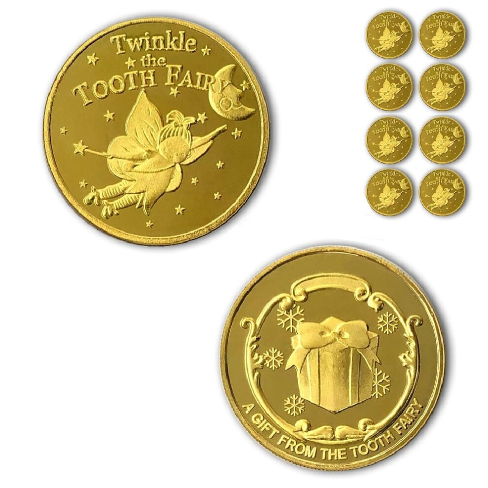 Nlr Fun Tooth Fairy Coins Classic Tooth Fairy Coins, Keepsake For Lost Tooth Kids (8 Pcs) Golden Z Bava Nlr