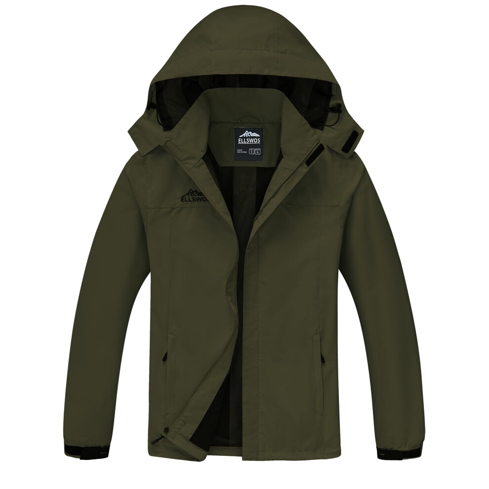 ELLSWOS Imperm   able pour homme, veste de pluie l   g   re avec capuche amovible, coupe-vent softshell pour randonn   e et voyage