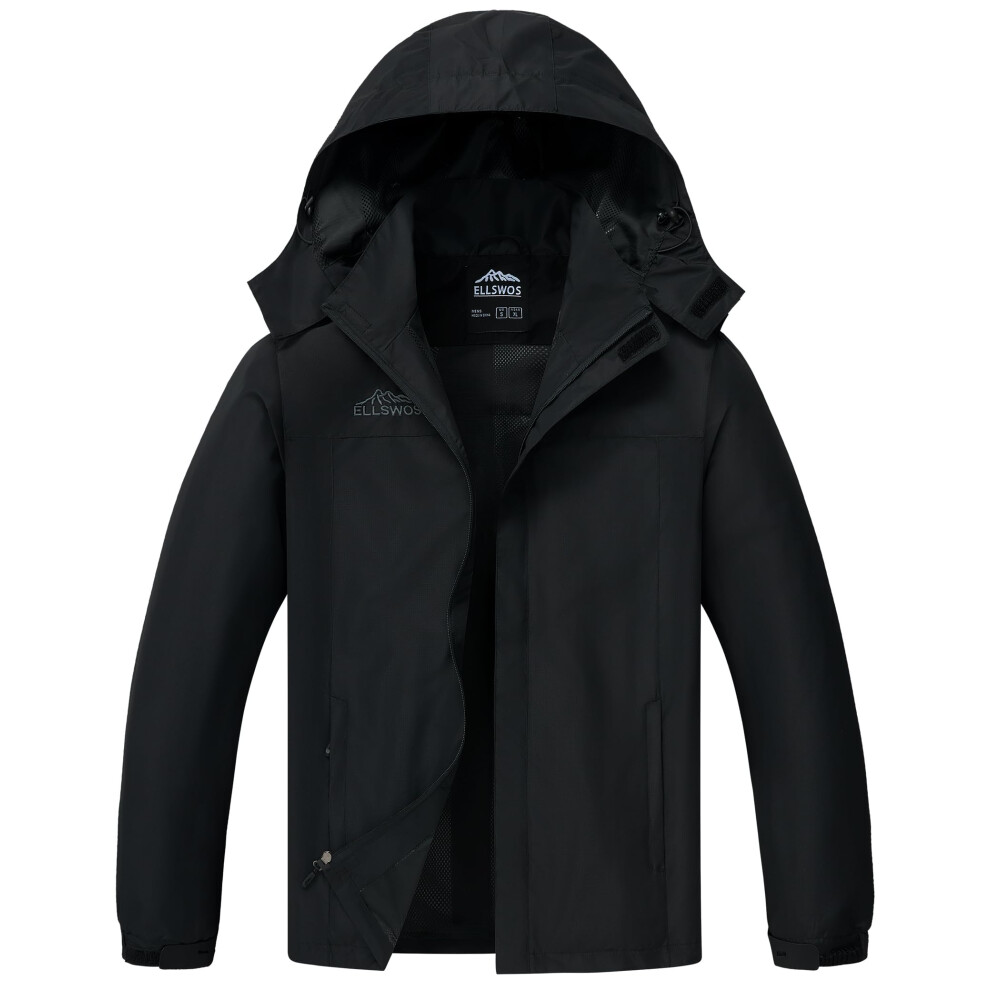 ELLSWOS Imperm   able pour homme, veste de pluie l   g   re avec capuche amovible, coupe-vent softshell pour randonn   e et voyage