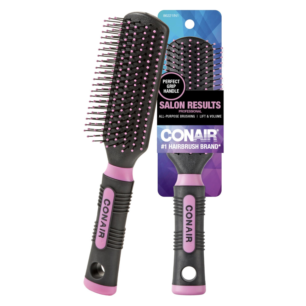 Conair Pink/Black Salon Results Hairbrush - Hair Brush For Men And Women - Detangling - Suitable For All Hair Types -Features Nylon Bristles