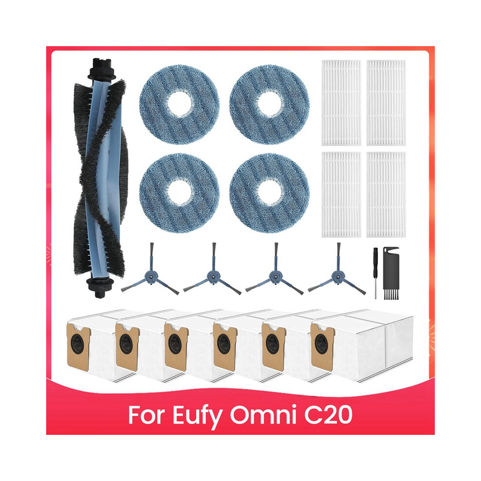 Tlily Accessories For Omni C20 Robot Vacuum Replacement Parts Main Side Brush Hepa Filter Mop Cloth Dust Bag