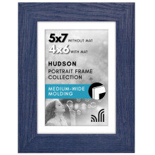 Americanflat 5x7 Picture Frame with Shatter-Resistant Glass - Fits 4x6 Photos with Mat or 5x7 Without Mat - Hudson Collection - Distressed Blue Photo
