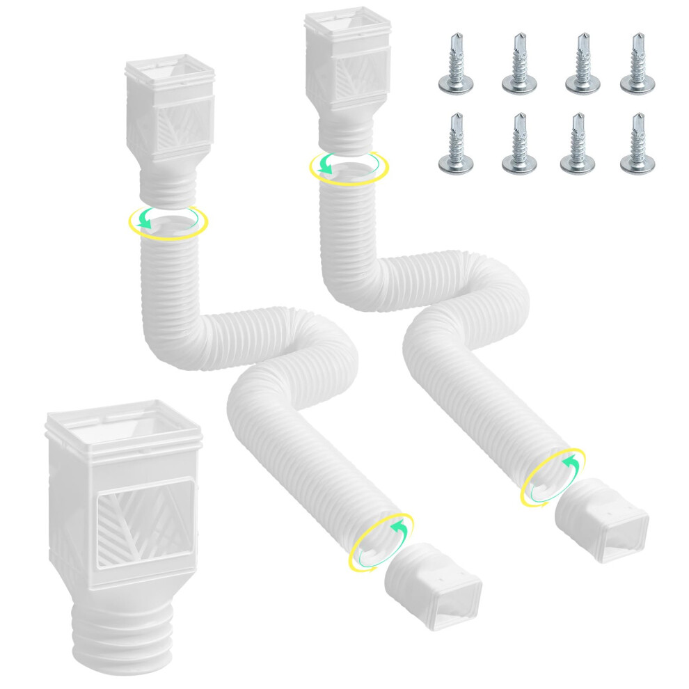 VEVOR Rain Gutter Downspout Extensions  2-Pack Flexible Downspout Extender  Down Spout Drain Extension Extendable from 22 to 63  Gutter Extensions