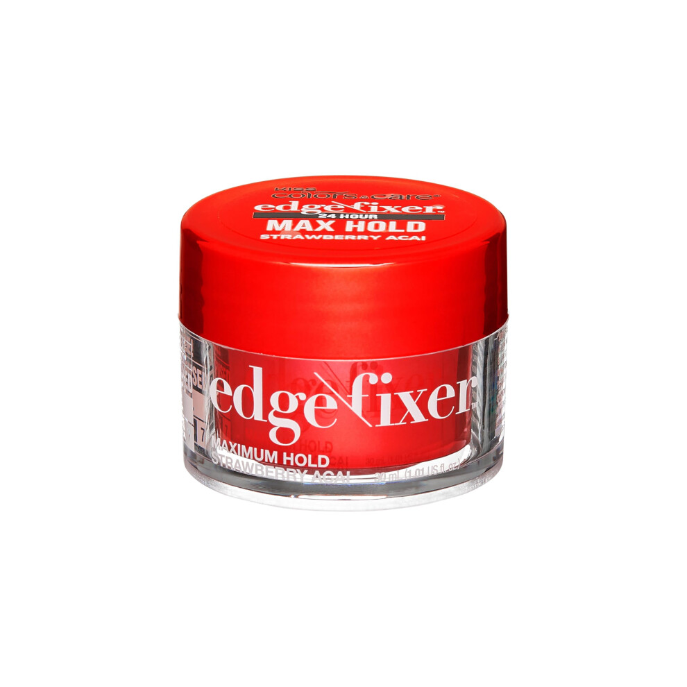 Kiss Colors & Care Keg025c - Maximum Hold Edge Fixer Gel With Biotin, 24H Scented, Non-Greasy, Long-Lasting Moisture & Shine, 30 Ml, Strawberry Acai